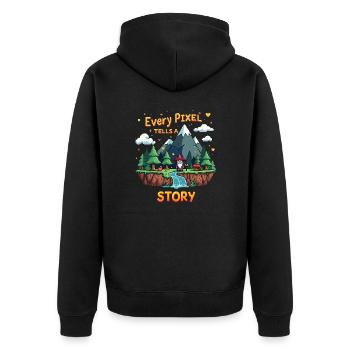 Chaque pixel raconte une histoire - Retro Gaming - Veste à capuche bio Premium Unisexe - noir - Dos - Nico (187cm)