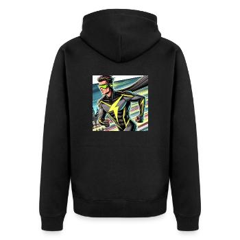 Super-héros - Veste à capuche bio Premium Unisexe - noir - Dos - Nico (187cm)