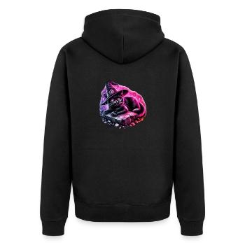 Halloween Cat - Unisex Premium Bio Zip Hoodie - Schwarz - Hinten - Nico (187cm)