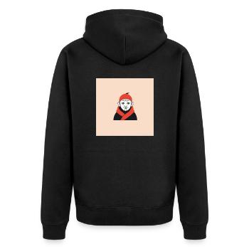 Mönch - Unisex Premium Bio Zip Hoodie - Schwarz - Hinten - Nico (187cm)