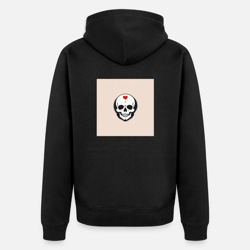Kopf mit Herz - Unisex Premium Bio Zip Hoodie - Schwarz