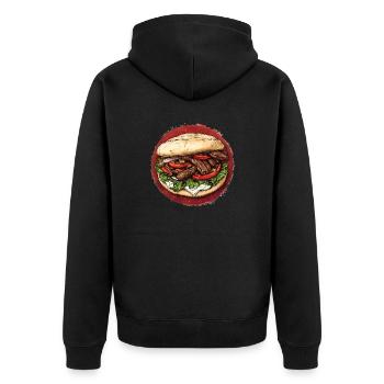 Herzhafter Döner mit frischen Zutaten - Unisex Premium Bio Zip Hoodie - Schwarz - Hinten - Nico (187cm)