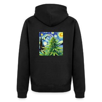 Pflanze im Wind - Unisex Premium Bio Zip Hoodie - Schwarz - Hinten - Nico (187cm)