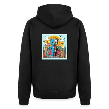 Skelett Bär - Unisex Premium Bio Zip Hoodie - Schwarz - Hinten - Nico (187cm)
