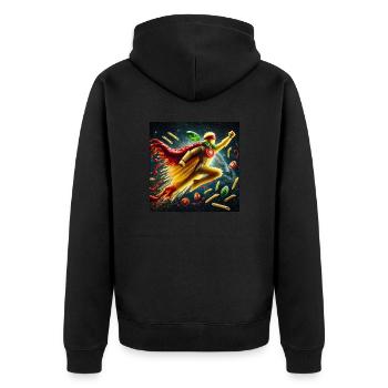 Spagettiman - Unisex Premium Bio Zip Hoodie - Schwarz - Hinten - Nico (187cm)