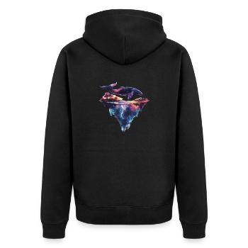 Fantasievoller Wal - Unisex Premium Bio Zip Hoodie - Schwarz - Hinten - Nico (187cm)