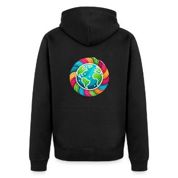 World in Peace - Unisex Premium Organic Zip Hoodie - black - Back - Nico (187cm)