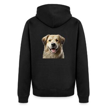Hund - Unisex Premium Bio Zip Hoodie - Schwarz - Hinten - Nico (187cm)