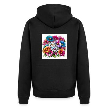 Colourful Daisy Drawing - Unisex Premium Organic Zip Hoodie - black - Back - Nico (187cm)