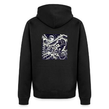Bikepacking Adventur - Unisex Premium Bio Zip Hoodie - Schwarz - Hinten - Nico (187cm)