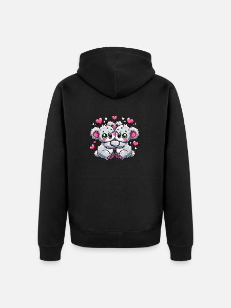 Verliebte Koalas - Unisex Premium Bio Zip Hoodie - Schwarz