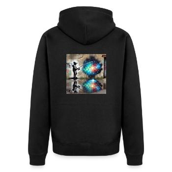 Kein Banksy - Fischen nach Sternen - Unisex Premium Bio Zip Hoodie - Schwarz - Hinten - Nico (187cm)
