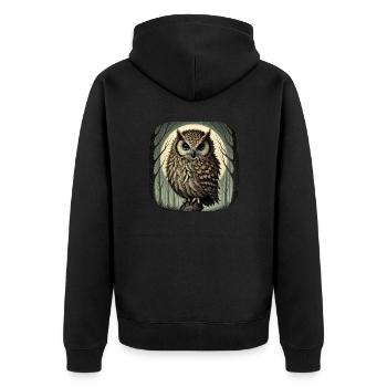Eule - Unisex Premium Bio Zip Hoodie - Schwarz - Hinten - Nico (187cm)