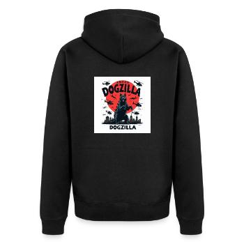 Dogzilla - Unisex Premium Bio Zip Hoodie - Schwarz - Hinten - Nico (187cm)