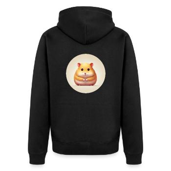 Hamster - Unisex Premium Bio Zip Hoodie - Schwarz - Hinten - Nico (187cm)
