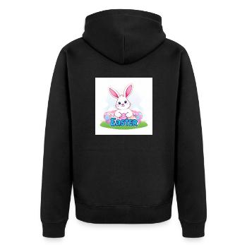 Der bunte Hase von Ostern - Unisex Premium Bio Zip Hoodie - Schwarz - Hinten - Nico (187cm)