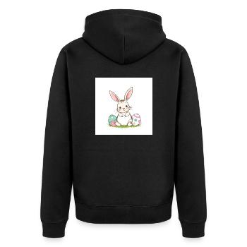 Süßer Osterhase - Unisex Premium Bio Zip Hoodie - Schwarz - Hinten - Nico (187cm)