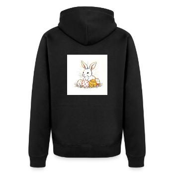 Kunterbuntes Osterfest - Unisex Premium Bio Zip Hoodie - Schwarz - Hinten - Nico (187cm)