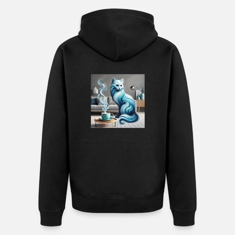 Le chat et le café - Veste à capuche bio Premium Unisexe - noir