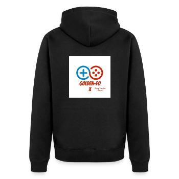Golden Fox Gaming design - Unisex Premium Bio Zip Hoodie - Schwarz - Hinten - Nico (187cm)