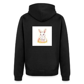 „Hasi auf geheimer Mission“ - Unisex Premium Bio Zip Hoodie - Schwarz - Hinten - Nico (187cm)