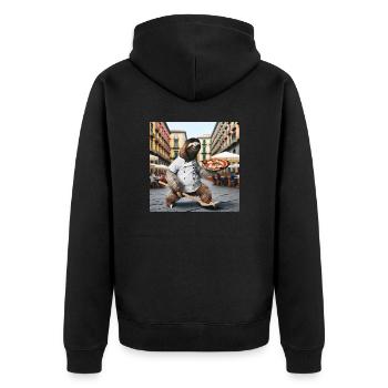 Sloth pizza maker Pizza maker Naples - Unisex Premium Organic Zip Hoodie - black - Back - Nico (187cm)