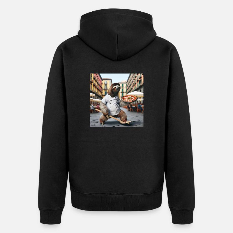 Faultier Pizzabäcker Pizzabäcker Neapel - Unisex Premium Bio Zip Hoodie - Schwarz