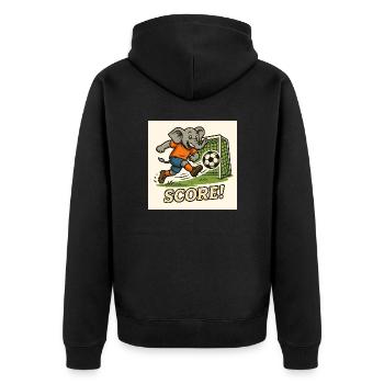 Éléphant jouant au football – Funny Kids Design - Veste à capuche bio Premium Unisexe - noir - Dos - Nico (187cm)