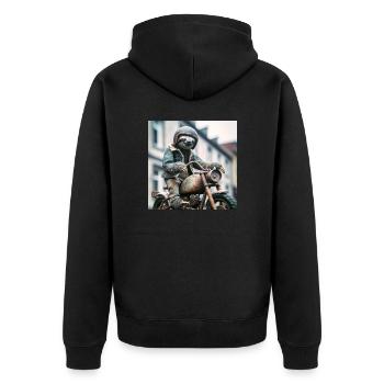 Sloth Wanderer Gentelmen Biker - Unisex Premium Organic Zip Hoodie - black - Back - Nico (187cm)