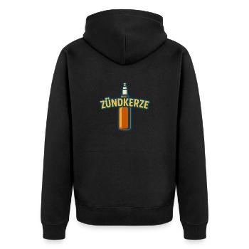 Zündkerze in Bier - Unisex Premium Bio Zip Hoodie - Schwarz - Hinten - Nico (187cm)