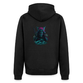 Glitch Samurai - Le guerrier numérique - Veste à capuche bio Premium Unisexe - noir - Dos - Nico (187cm)