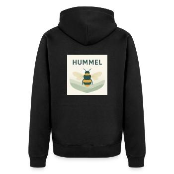Hummel – Stylisches Naturmotiv für alle Bienenfreu - Unisex Premium Bio Zip Hoodie - Schwarz - Hinten - Nico (187cm)