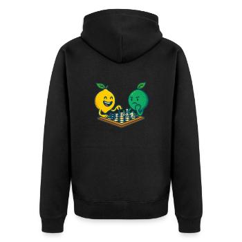 Chess duel - lemon against lime - Unisex Premium Organic Zip Hoodie - black - Back - Nico (187cm)