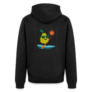 Sportliche Birne - Unisex Premium Bio Zip Hoodie - Schwarz - Hinten - Nico (187cm)