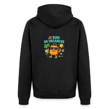 image je suis en vacance - Veste à capuche bio Premium Unisexe - noir - Dos - Nico (187cm)