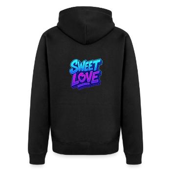 Sweet Love - Unisex Premium Bio Zip Hoodie - Schwarz - Hinten - Nico (187cm)