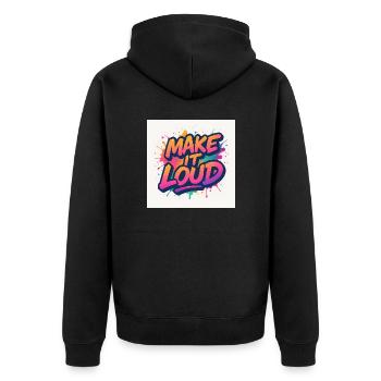 Make It Loud – Ose le Volume - Veste à capuche bio Premium Unisexe - noir - Dos - Nico (187cm)