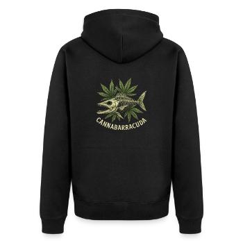 Cannabarracuda - Unisex Premium Bio Zip Hoodie - Schwarz - Hinten - Nico (187cm)