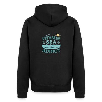 Vitamin Sea Addict - Unisex Premium Bio Zip Hoodie - Schwarz - Hinten - Nico (187cm)