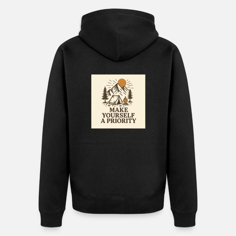 MAKE YOURSELF A PRIORITY - Unisex Premium Bio Zip Hoodie - Schwarz