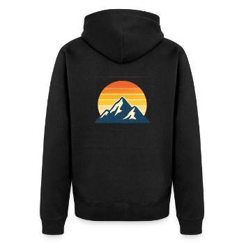 Sonnenaufgang Berge - Unisex Premium Bio Zip Hoodie - Schwarz - Hinten - Nico (187cm)