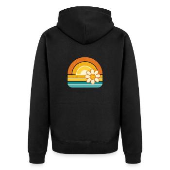 Mountain Roar – Retro Bear Spirit - Unisex Premium Bio Zip Hoodie - Schwarz - Hinten - Nico (187cm)