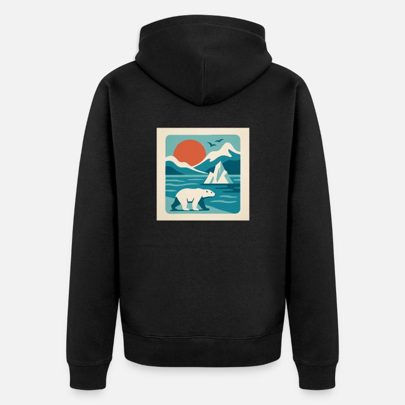 Polar Solitude – Ambiance rétro arctique - Veste à capuche bio Premium Unisexe - noir