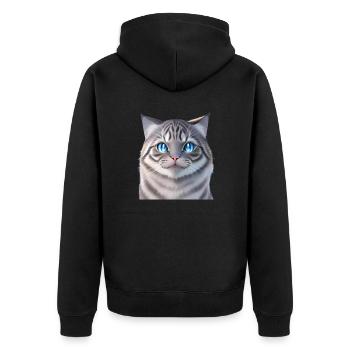 The White Cat - Unisex Premium Organic Zip Hoodie - black - Back - Nico (187cm)