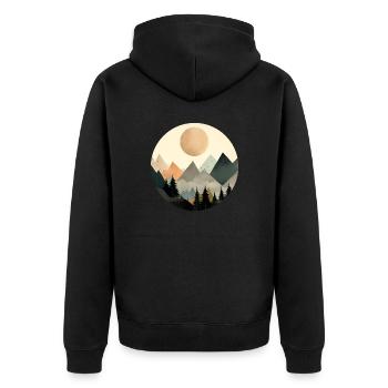 Berge - Unisex Premium Bio Zip Hoodie - Schwarz - Hinten - Nico (187cm)