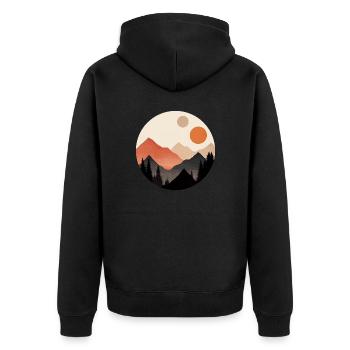 Mountains and two suns - Unisex Premium Organic Zip Hoodie - black - Back - Nico (187cm)