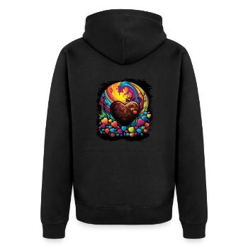 flower power 60s funny quote statement awesome - Unisex Premium Bio Zip Hoodie - Schwarz - Hinten - Nico (187cm)