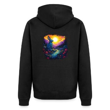 rabbit bearded collie easter for kids present idea - Unisex Premium Organic Zip Hoodie - black - Back - Nico (187cm)