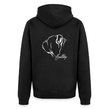BULLDOG Profile Dogs Dog Wilsigns - Unisex Premium Organic Zip Hoodie - black - Back - Nico (187cm)
