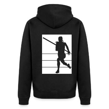 Athletics - Unisex Premium Organic Zip Hoodie - black - Back - Nico (187cm)